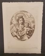 Sanctje Maria met kind F. Huberti Ets/Gravure 1940 Antwerpen, Verzamelen, Bidprentjes en Rouwkaarten, Verzenden, Bidprentje