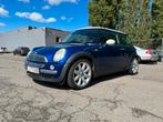 Mini 1.6 benzine van 2004 met 156000km airco half leder, Auto's, Mini, Zwart, Blauw, Leder, Bedrijf