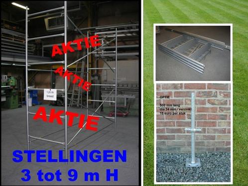 steigers 3 tot 9 m hoog x 2,85 m L x 1,25 m B - stellingen, Doe-het-zelf en Bouw, Overige Doe-Het-Zelf en Bouw, Nieuw, Ophalen
