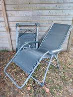 Opvouwbare tuinstoelen ligstoel grijs 2 stuks, Tuin en Terras, Tuinstoelen, Ophalen, Gebruikt