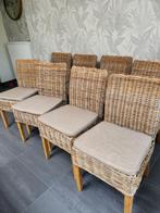 8 rieten eetkamer stoelen, Ophalen, Gebruikt, Bruin, Riet of Rotan