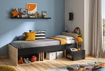 Ergo 1-persoonsbed - Blank eiken/zwart beschikbaar voor biedingen