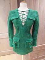 Exclusieve Balmain jurk in groene gevlochten suède, Fr 36, Balmain, Verzenden, Zo goed als nieuw, Groen