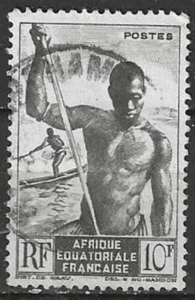 Frans-Equatoriaal-Afrika 1947 - Yvert 220 - Vaarder (ST), Postzegels en Munten, Postzegels | Afrika, Gestempeld, Verzenden