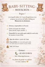 Baby-sitter disponible sur MOUSCRON ET ALENTOURS, Offres d'emploi, Horaire variable, À partir de 3 ans, Autres formes, Convient comme travail d'appoint