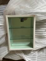 Vitrinekast (hout + gefumeerd lichtgroen glas), Huis en Inrichting, Ophalen, Met plank(en), Minder dan 50 cm, Gebruikt
