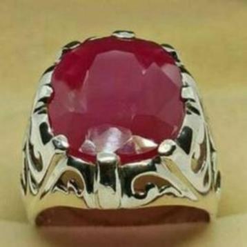 Bague en argent avec rubis naturel (corindon) pour mixte, Neuf, Femme ou Homme, Argent, Argent