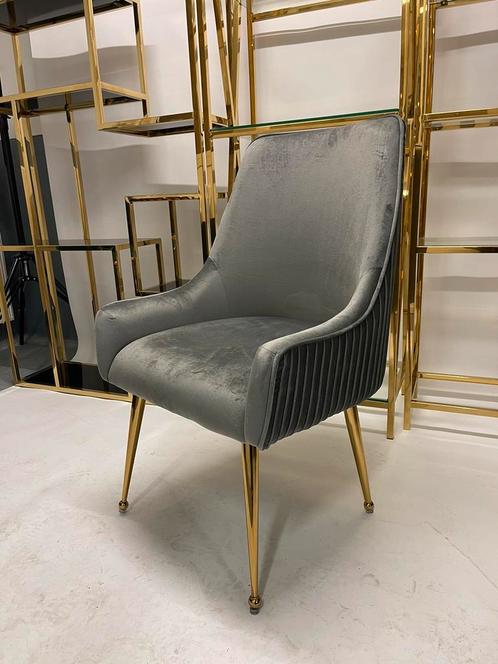 Prachtige eetkamerstoelen/ stoelen velvet grijs! Eetstoelen, Huis en Inrichting, Stoelen, Nieuw, Grijs, Ophalen