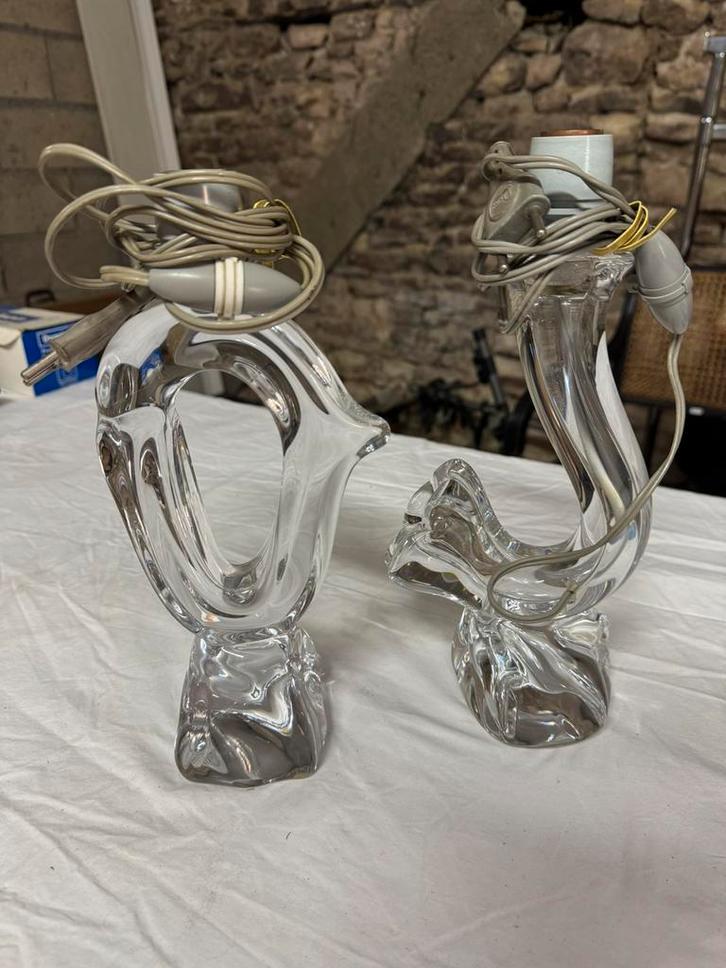 Daum 2 pieds de lampes cristal, Antiquités & Art, Antiquités | Verre & Cristal, Enlèvement