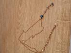 Rosé ketting met blauwe steentjes, Verzenden, Zo goed als nieuw