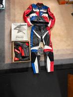 Lederen tweedelig motorpak + botten en kniebeschermers., Motoren, Ophalen of Verzenden