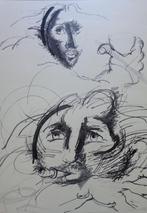 ROGER SOMVILLE / TWEE FIGUREN / ZW-W LITHO / 70x50cm / SIG, Antiek en Kunst, Ophalen of Verzenden