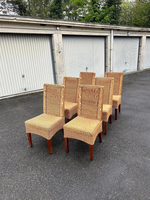 Lot de 6 chaises en rotin, Maison & Meubles, Chaises, Utilisé, Cinq, Six Chaises ou plus, Bois, Osier ou Rotin, Enlèvement ou Envoi