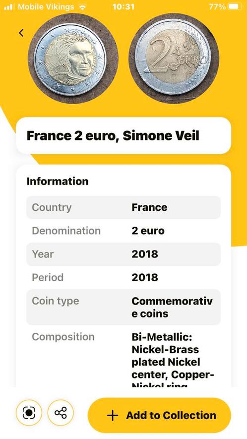 Pièce anniversaire française de 2€ Veil, Timbres & Monnaies, Monnaies | Europe | Monnaies euro, Monnaie en vrac, 2 euros, France