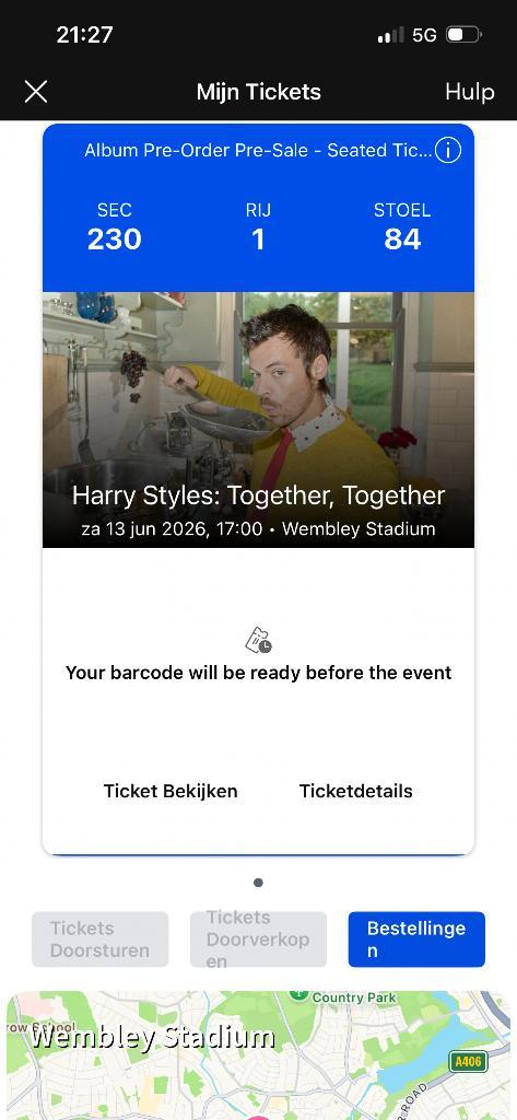 Harry Styles Together Together tour ticket Wembley 13 juni, Tickets en Kaartjes, Concerten | Pop, Eén persoon, Juni
