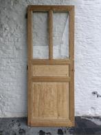 Porte ancienne en bois avec 2 fenêtres, 200 à 215 cm, Verre, Enlèvement, Utilisé