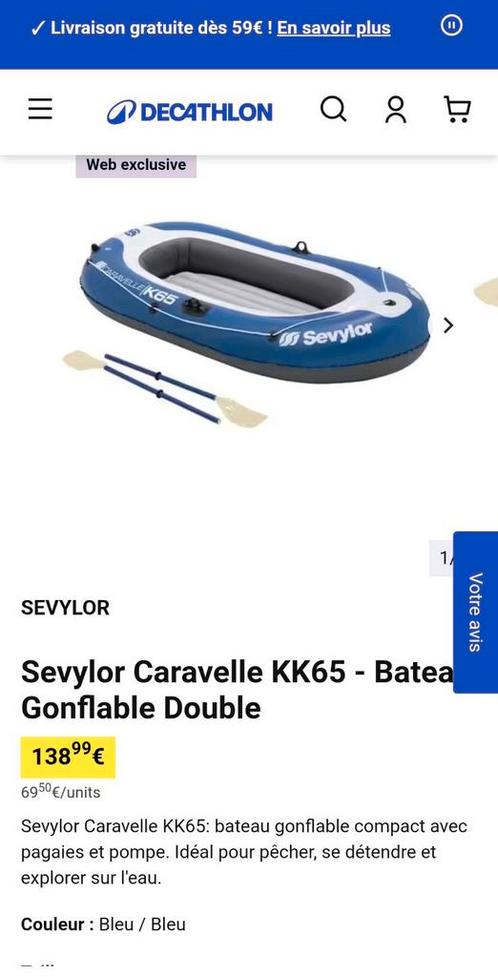DECATHLON opblaasbare opblaasbare boot, Watersport en Boten, Kano's, Zo goed als nieuw, Twee personen, Opblaasbaar, Ophalen