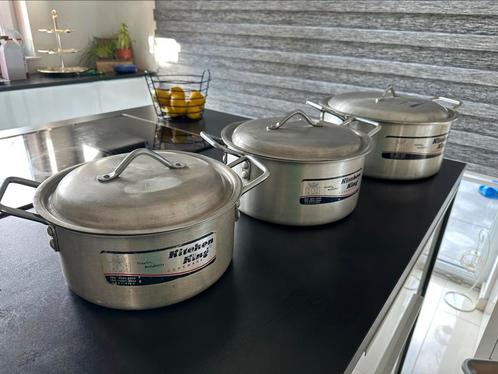 Lot de 3 casseroles en Aluminium – Grandes Tailles, Huis en Inrichting, Keuken | Potten en Pannen, Zo goed als nieuw, Aluminium