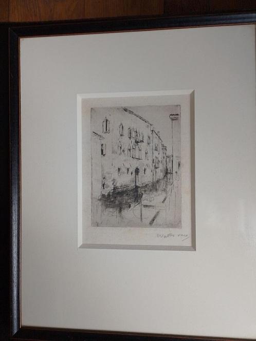 Walter Vaes  1882 - 1958   Ets  kanaal in Venetie, Antiek en Kunst, Kunst | Etsen en Gravures, Verzenden