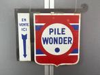 oud origineel Pile wonder emaille reclamebord 1950, Verzamelen, Ophalen of Verzenden, Gebruikt, Reclamebord