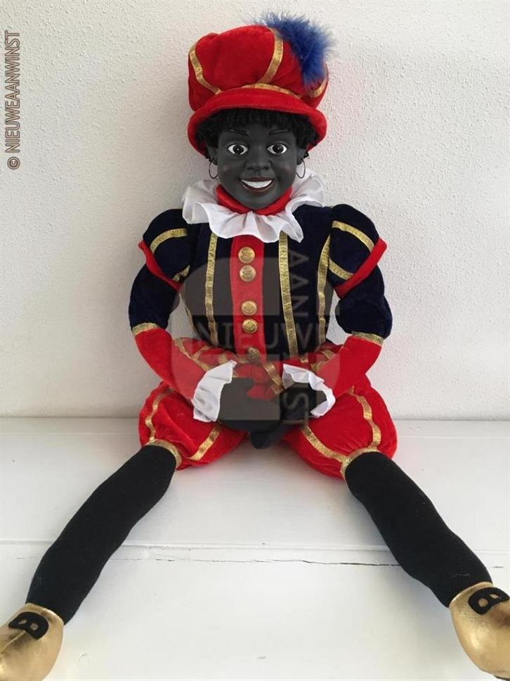 Authentieke V&D etalage zwarte Piet pop - 80cm, rood/blauw, Diversen, Sinterklaas, Verzenden