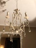 Lustre beige avec pendeloques et 4 abats jour beige, Huis en Inrichting, Lampen | Lampenkappen, Ophalen, Gebruikt, Beige, 50 cm of meer