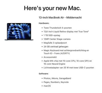 13-inch MacBook Air - Middernacht - SPLINTERNIEUW beschikbaar voor biedingen
