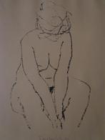 lithographie femme nue assise école tchèque 1973, Enlèvement ou Envoi