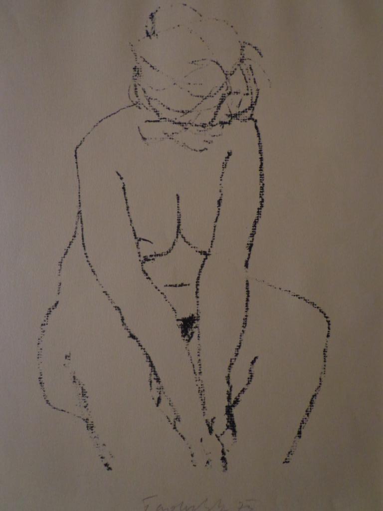 lithographie femme nue assise école tchèque 1973, Antiquités & Art, Art | Dessins & Photographie, Enlèvement ou Envoi