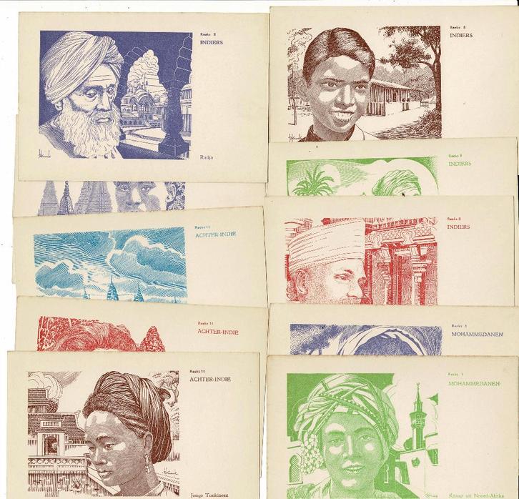 11 x Postkaarten Indiërs - Achter Indië - Mohammedanen, Collections, Cartes postales | Étranger, Non affranchie, Hors Europe, 1940 à 1960