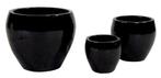 TUINPOTTEN SHINY BLACK GEGLAZUURD BOL 3 DLG SET NIEUW, Tuin en Terras, Ophalen, Steen, Minder dan 60 cm, Rond