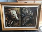 Groot olie schilderij op doek koeien gesigneerd, Antiek en Kunst, Ophalen of Verzenden