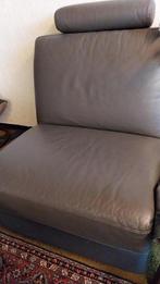 Lederen zetel grijs zo goed als nieuw, Huis en Inrichting, Ophalen, Zo goed als nieuw, Eenpersoons, Leer