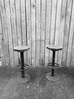 Tabourets en métal lourd avec assise en bois - 12 en stock, Maison & Meubles, Métal, 60 à 90 cm, Utilisé, Enlèvement ou Envoi