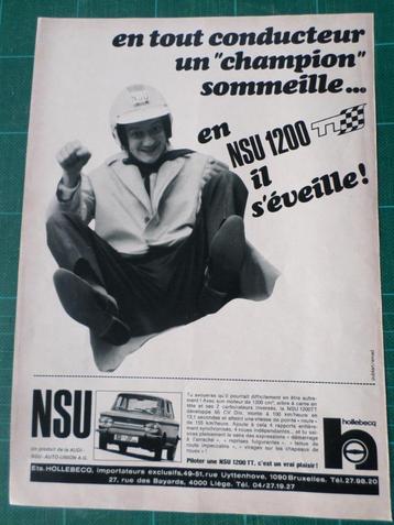 NSU 1200 TT - publicité papier - 1970, Enlèvement ou Envoi, Utilisé, Autres types
