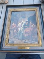 Schilderij vrouw met papegaai kooi, Ophalen of Verzenden