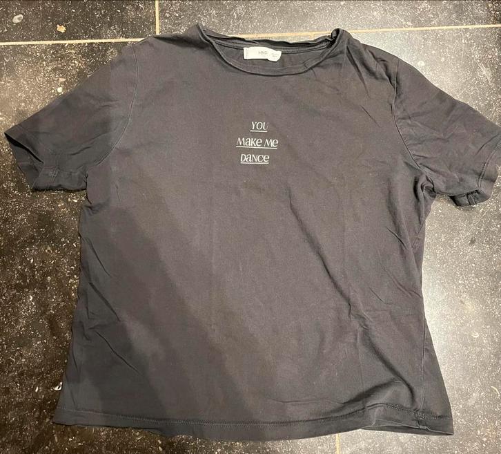 MNG kort donkergrijs/zwart dames t-shirt You make me dance L, Kleding | Dames, T-shirts, Zo goed als nieuw, Zwart, Ophalen of Verzenden
