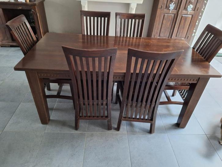 Massief houten eetplaats, dressoir, barkast, Maison & Meubles, Salles à manger complètes, Enlèvement