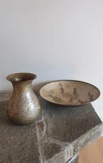 Brass schaal en vaas. Cloisonne / emaille stijl, Antiek en Kunst, Ophalen of Verzenden