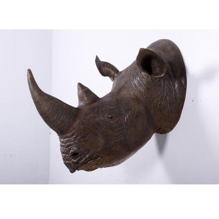 Rhinoceros Head beeld – Neushoorn Lengte 116 cm, Verzamelen, Dierenverzamelingen, Nieuw, Ophalen