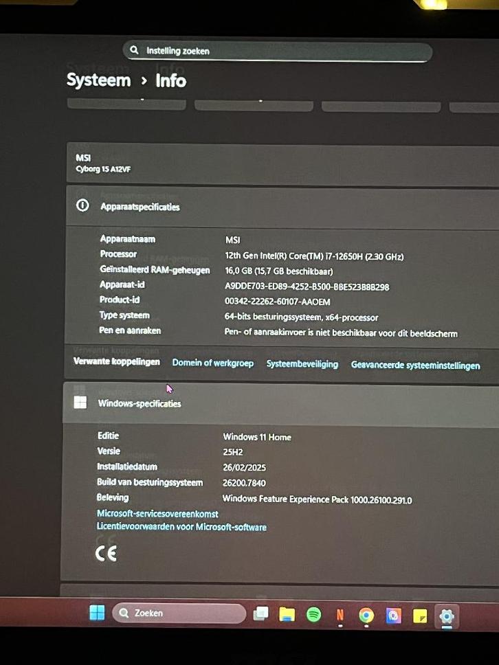 MSI Gaming laptop Cyborg 15 A12VF Intel Core i7-12650H, Computers en Software, Windows Laptops, Zo goed als nieuw, 15 inch, SSD