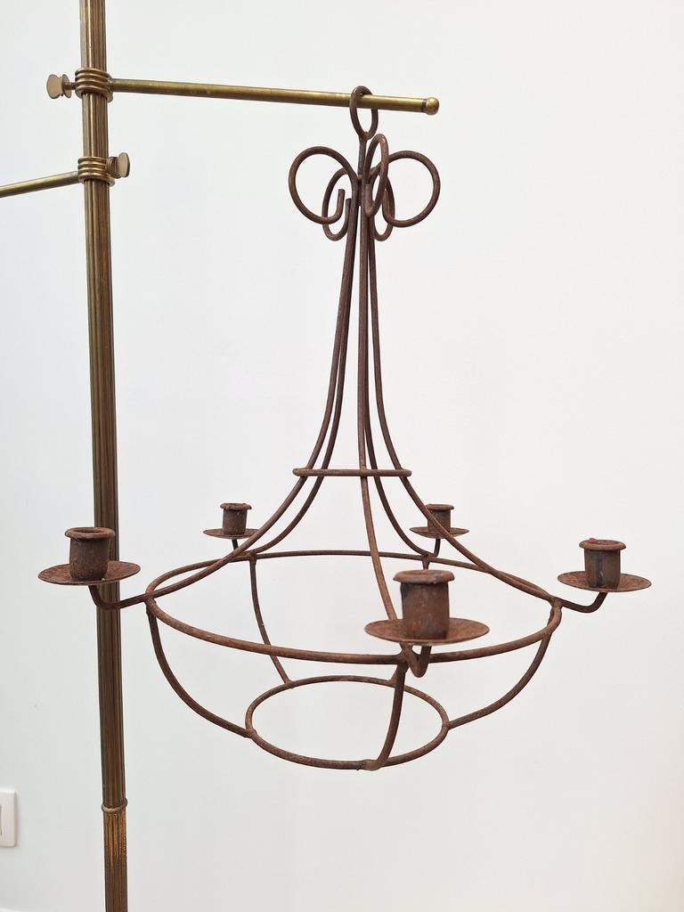 Oude rustieke 5-armige kroonluchter schuur/ landelijk, Antiek en Kunst, Antiek | Kandelaars, Ophalen of Verzenden