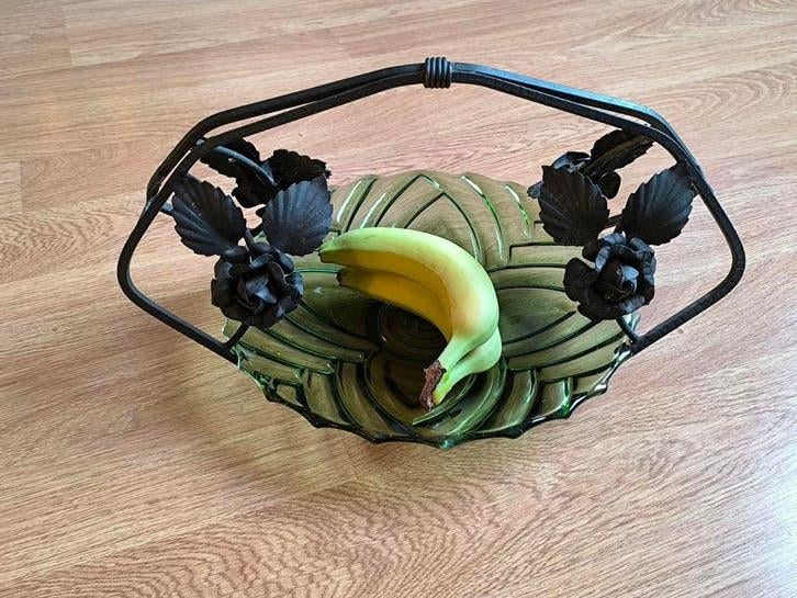 Art deco groene fruitschaal, gemerkt, Antiek en Kunst, Ophalen of Verzenden