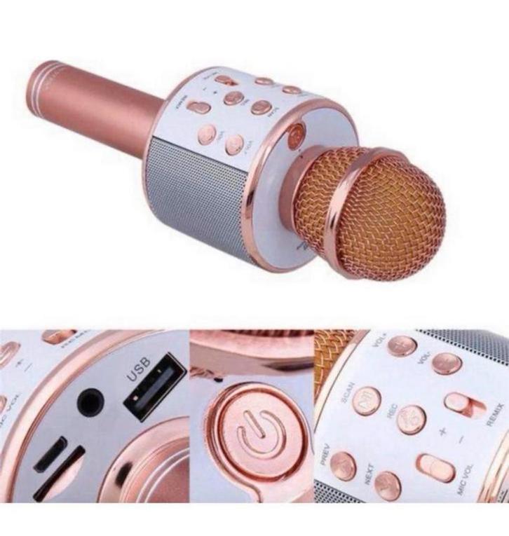 Microphone de karaoké sans fil Bluetooth Rose Gold, TV, Hi-fi & Vidéo, Appareil pour karaoké, Neuf, Micro(s), Enlèvement ou Envoi