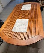 Superbe Table en teck incrustée de marbre, Maison & Meubles, Tables | Tables à manger, Teck, 150 à 200 cm, Cinq personnes ou plus