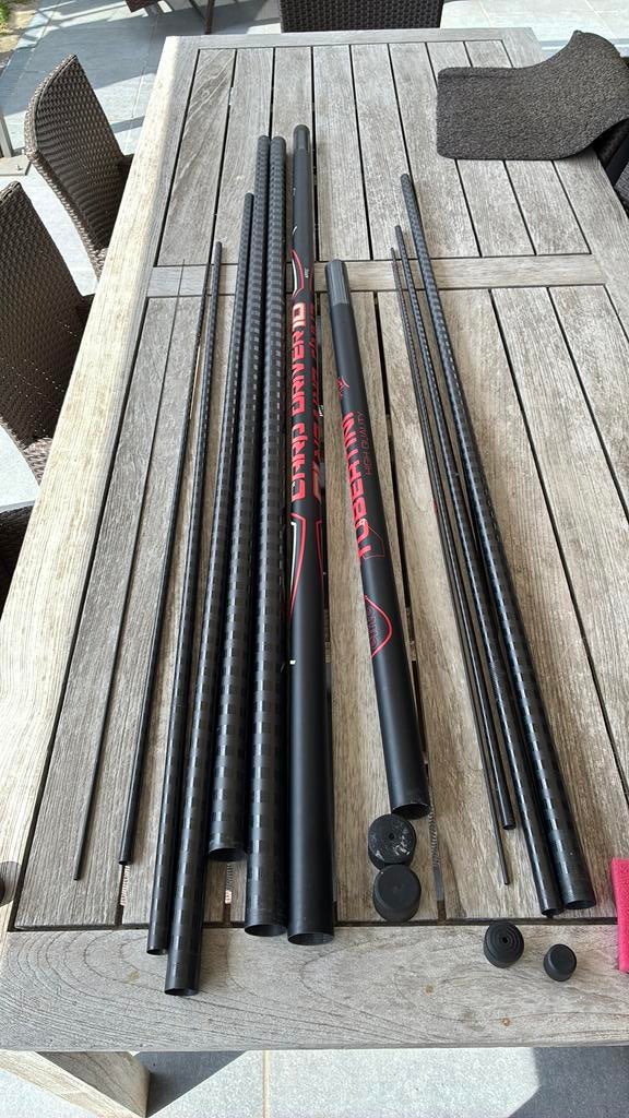 Vaste hengel 10m met extra 4- delig topset, Watersport en Boten, Hengelsport | Witvissen, Ophalen, Zo goed als nieuw, Vaste hengel