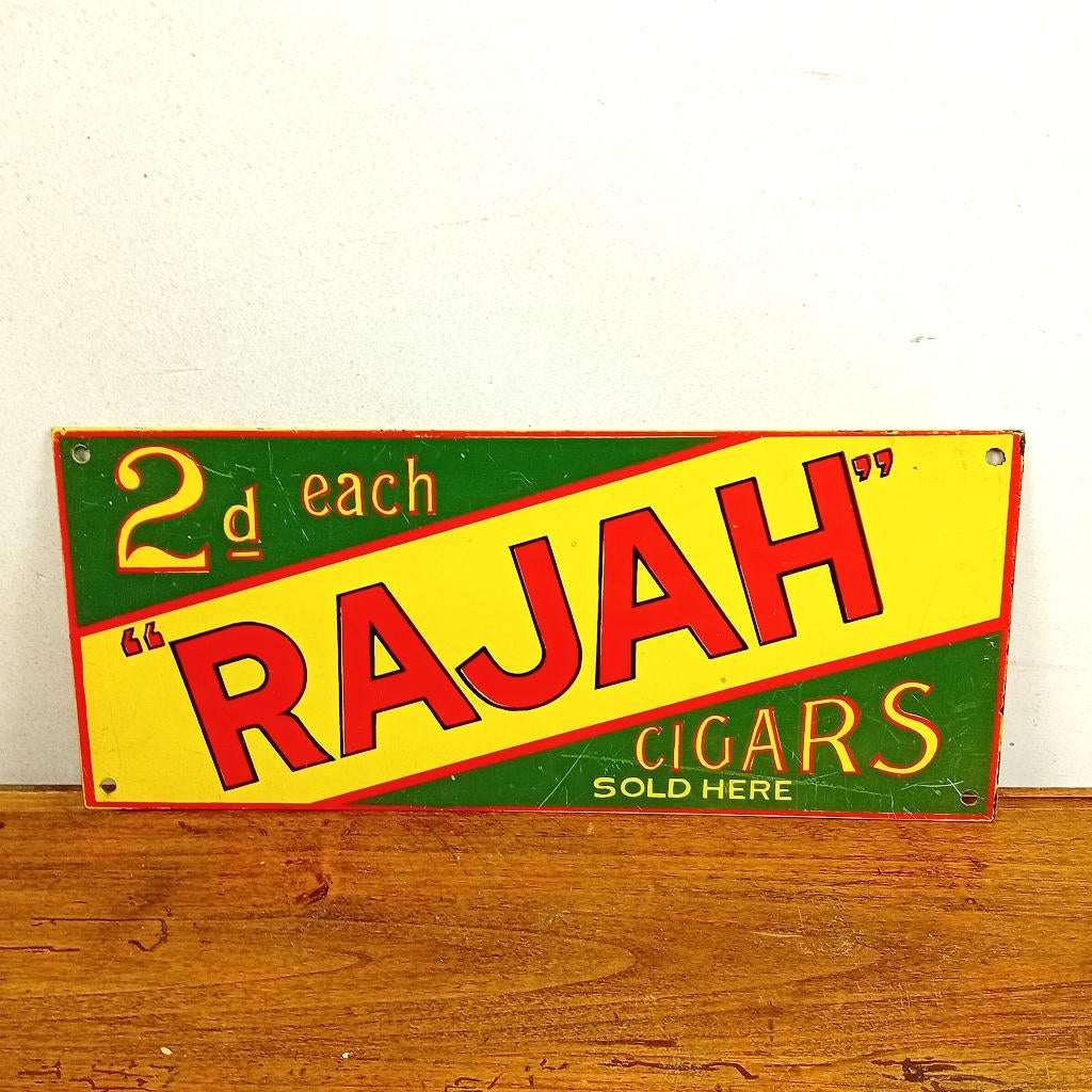 panneau d'affichage en métal Rajah des années 1950, Enlèvement ou Envoi, Comme neuf, Panneau publicitaire