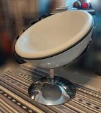 Fauteuil vintage cuir et coque blanc et chrome, Huis en Inrichting, Fauteuils, Ophalen, Gebruikt, Minder dan 75 cm, Vintage