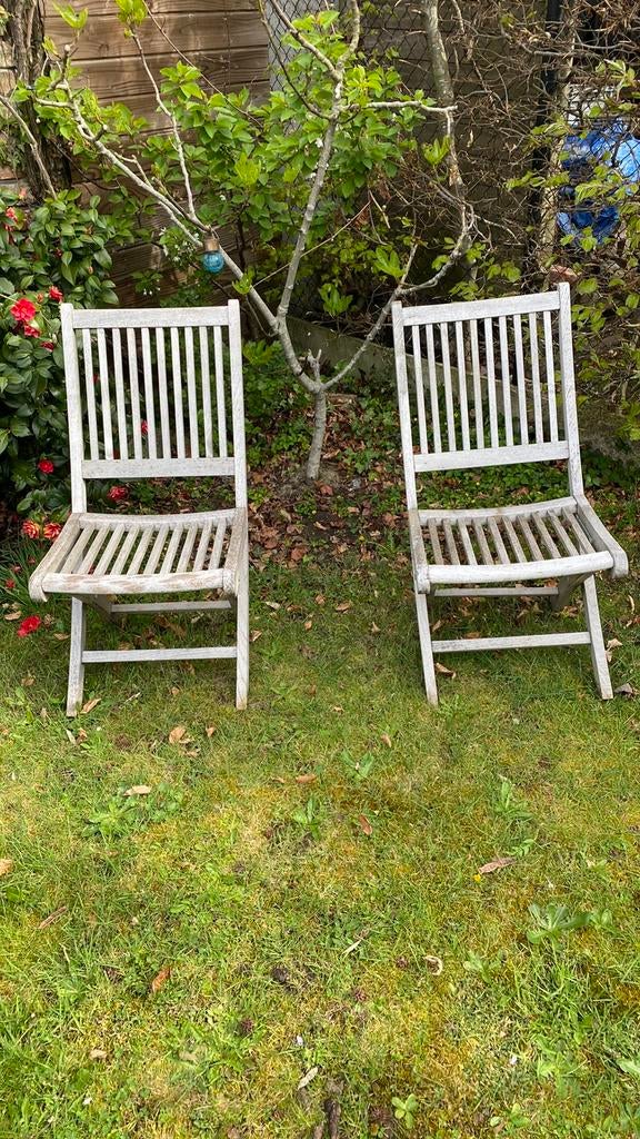 Teak houten plooistoelen, Ophalen, Gebruikt