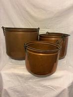 Set van 3 koperen ketels met handvat, Ophalen, Koper